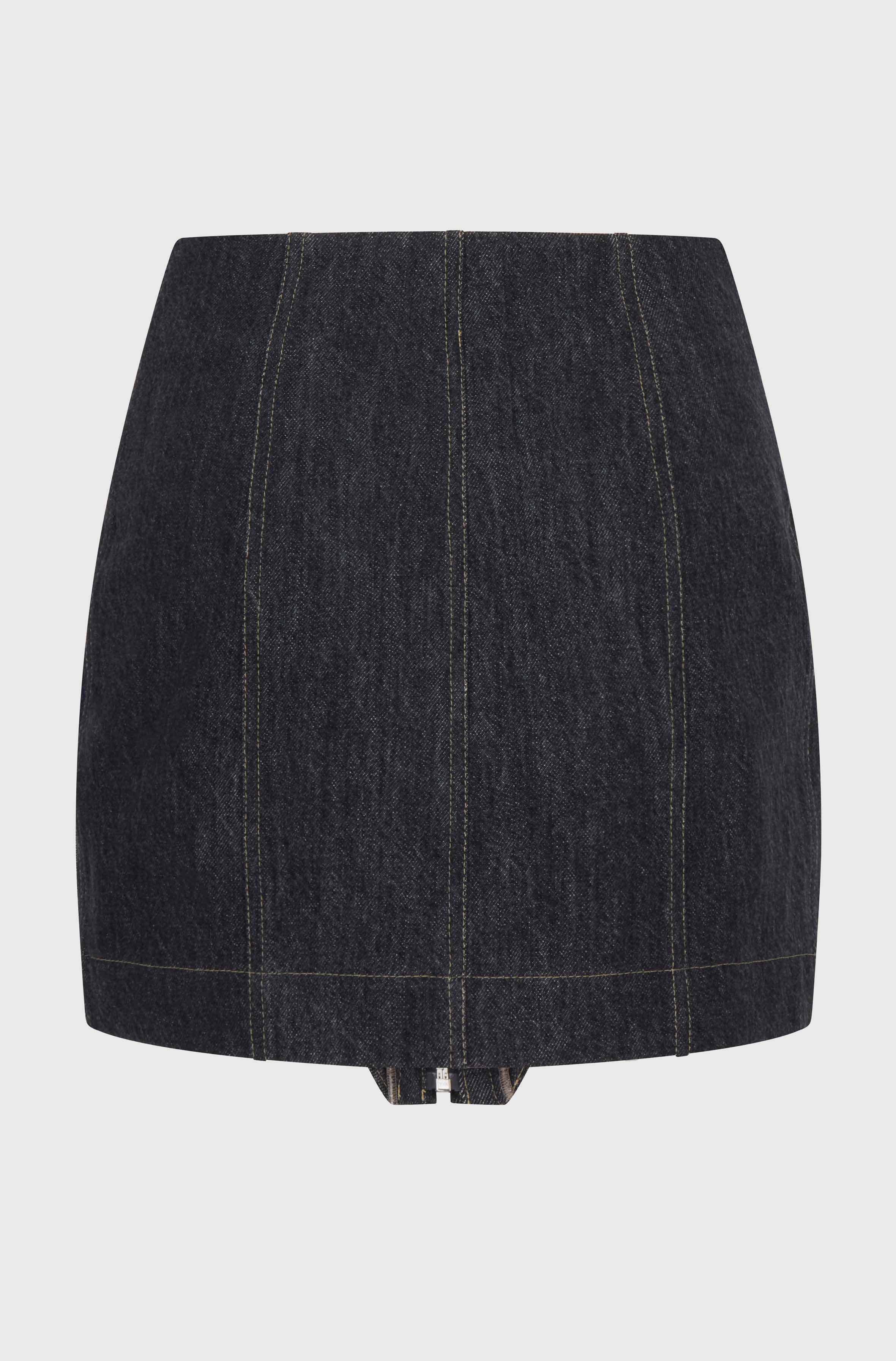DENIM MINI SKIRT WITH INSERTS - BLACK