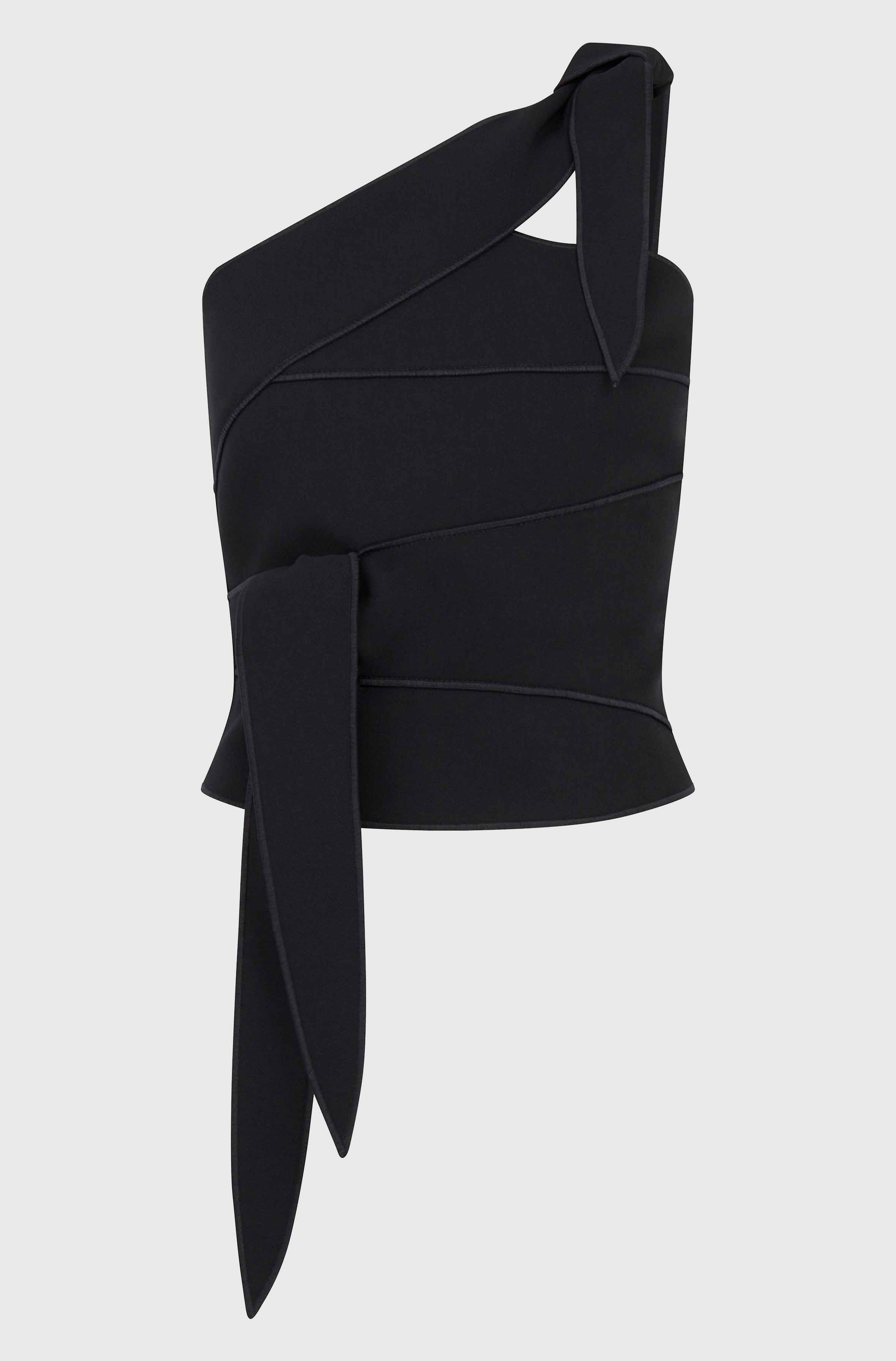 ONE SHOULDER TOP - BLACK