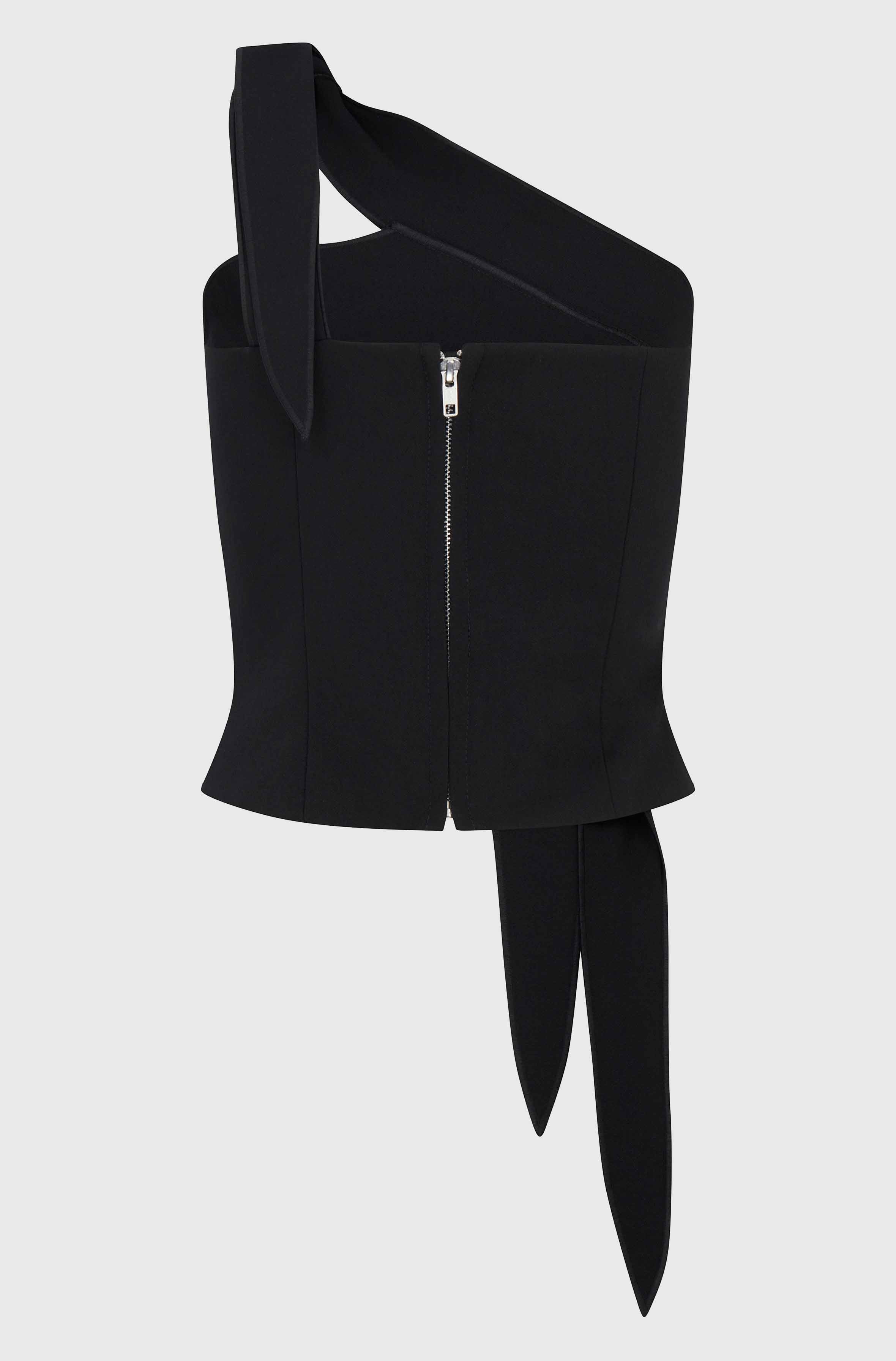 ONE SHOULDER TOP - BLACK