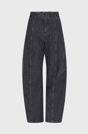 BENT KNEE DENIM TROUSERS - BLACK
