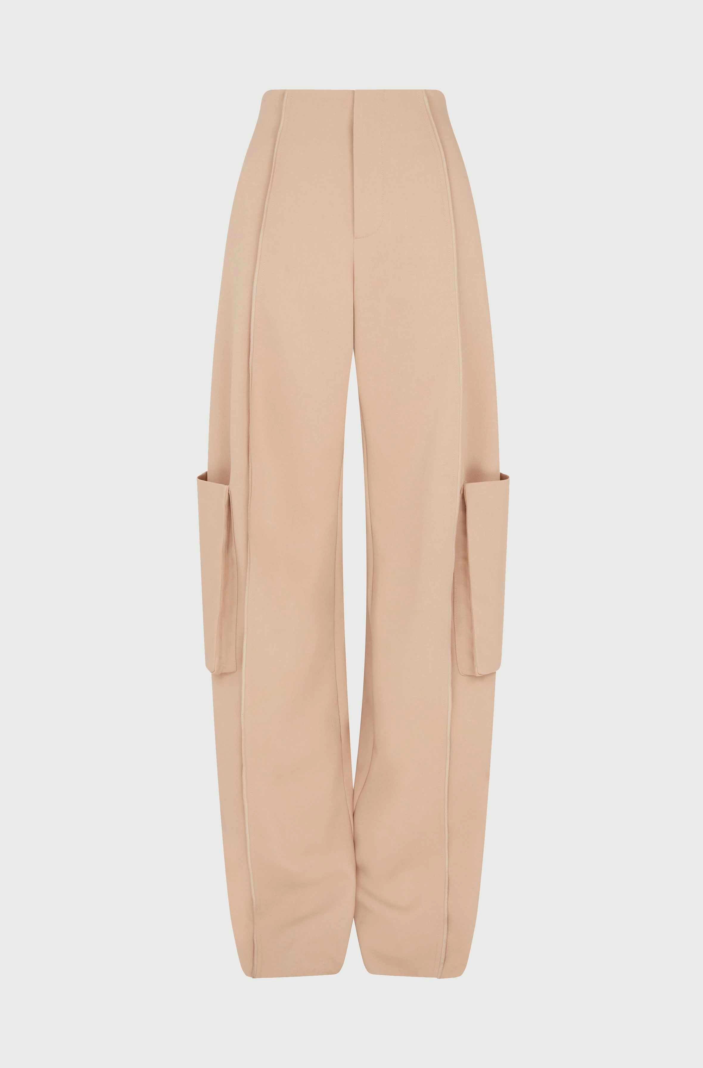 BENT KNEE TROUSERS WITH POCKETS - BEIGE