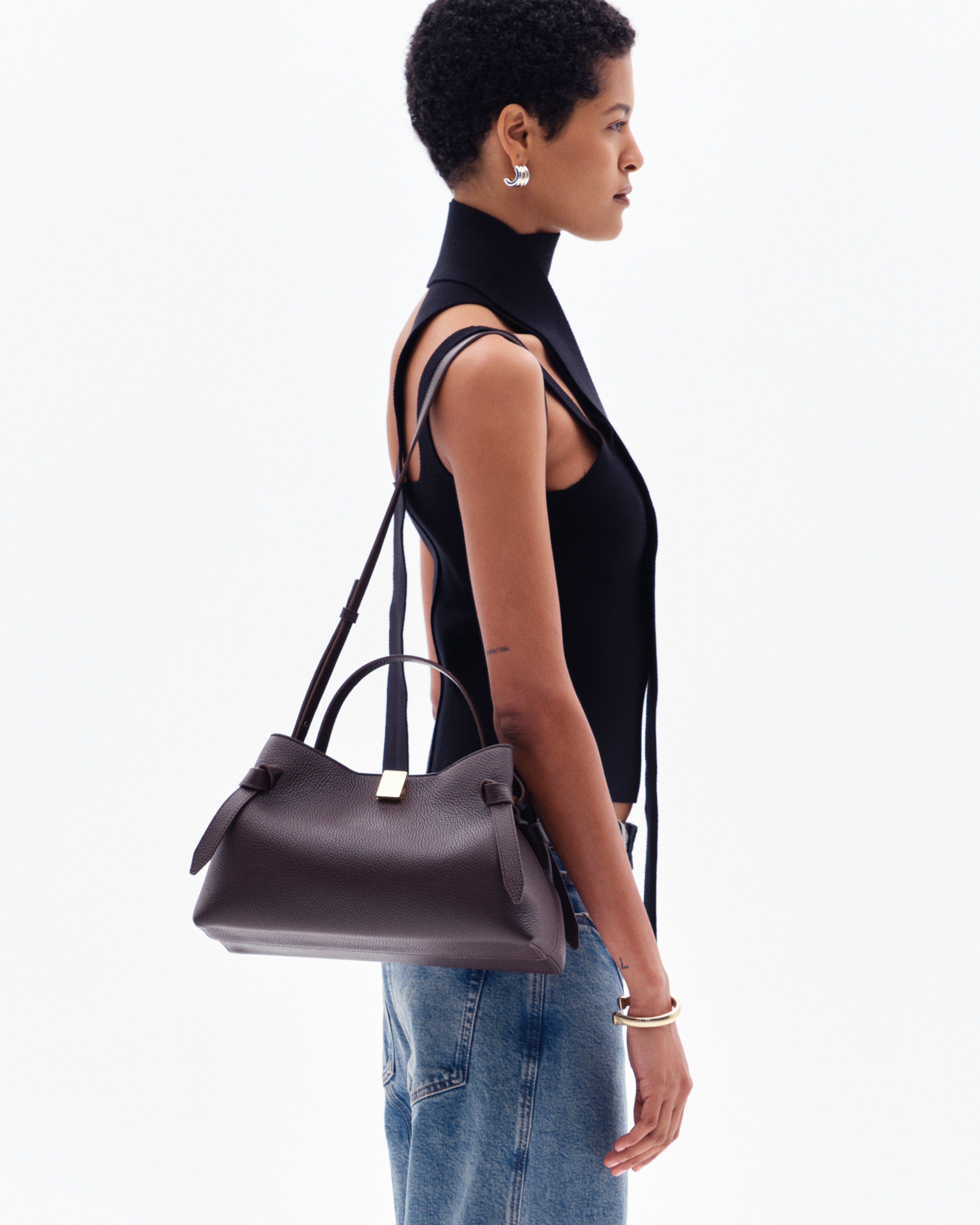 GYOZA - ESPRESSO PEBBLE GRAINED LEATHER