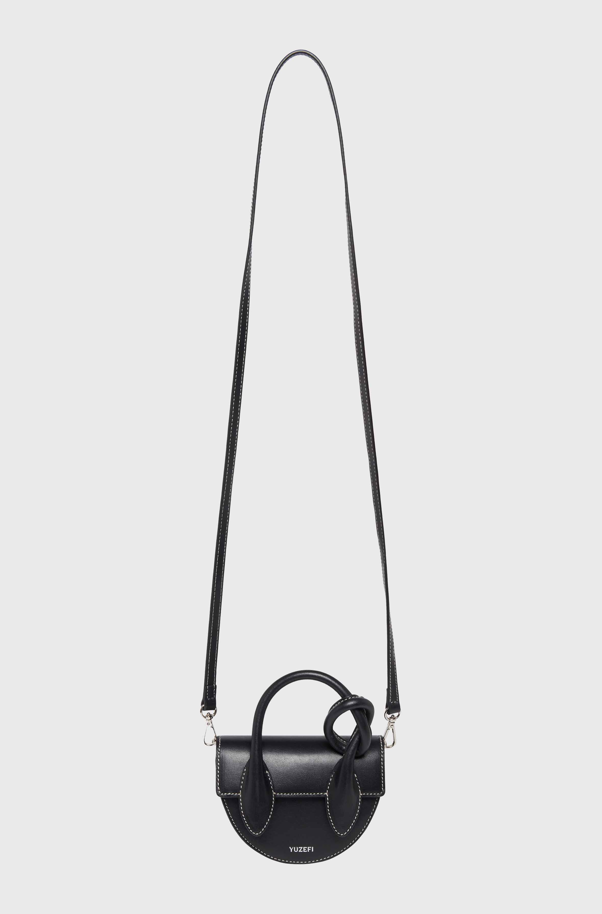 MINI PRETZEL - BLACK SMOOTH LEATHER – Yuzefi