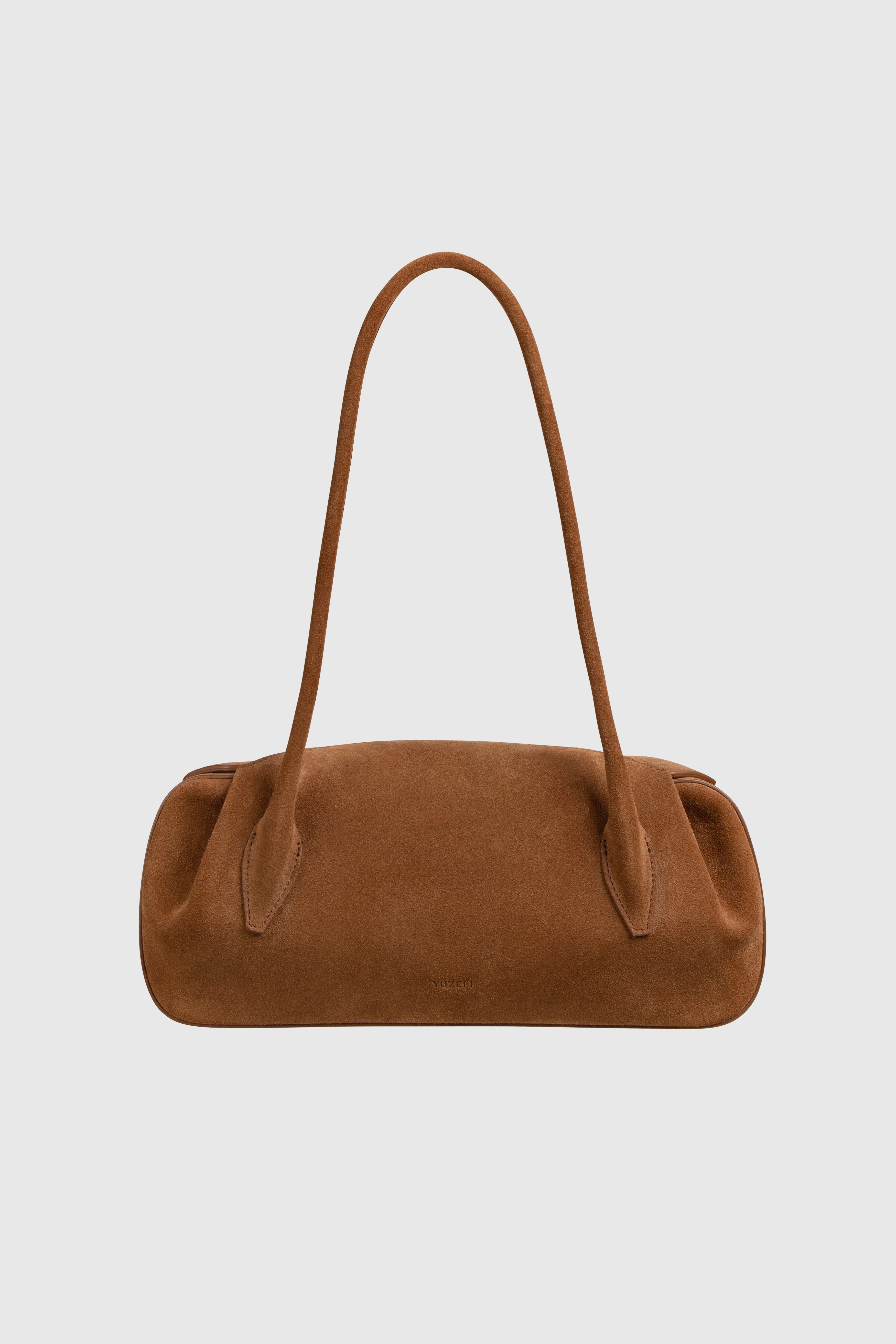 OYSTER SHOULDER BAG - COGNAC SUEDE