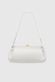 OYSTER CLUTCH - BIANCO PEBBLE GRAINED LEATHER