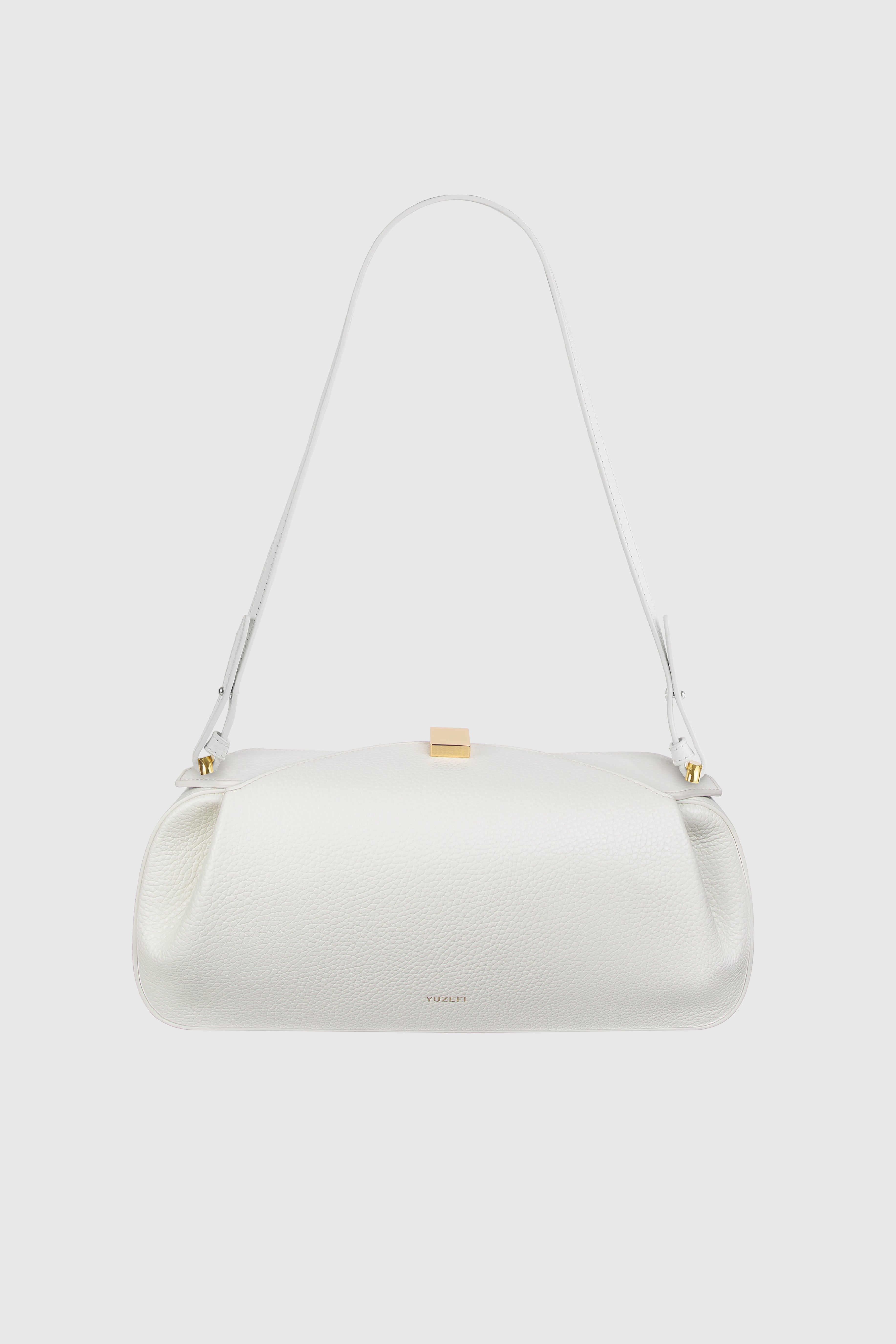 OYSTER CLUTCH - BIANCO PEBBLE GRAINED LEATHER