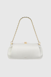 OYSTER CLUTCH - BIANCO PEBBLE GRAINED LEATHER