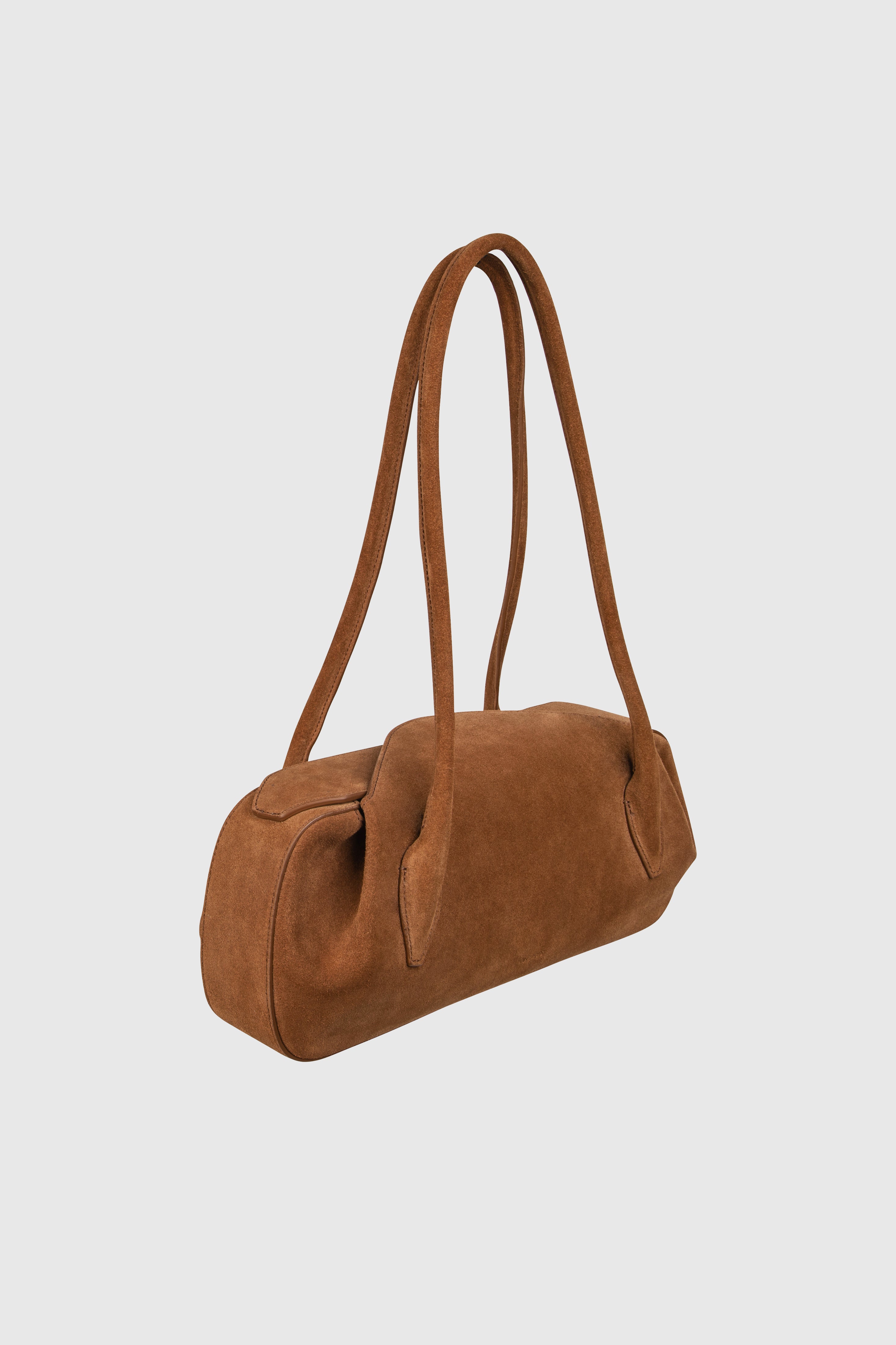 OYSTER SHOULDER BAG - COGNAC SUEDE