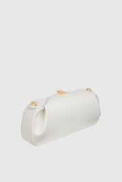 OYSTER CLUTCH - BIANCO PEBBLE GRAINED LEATHER