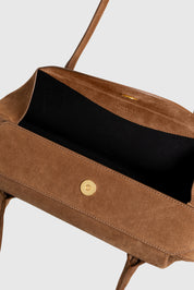 OYSTER SHOULDER BAG - COGNAC SUEDE