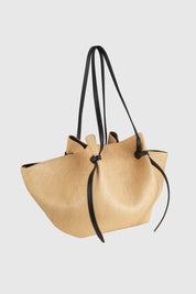 LARGE MOCHI - NATURAL RAFFIA AND LEATHER