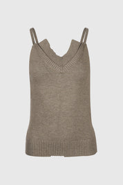 KNIT TOP WITH STRAPS - CLAY