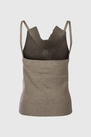 KNIT TOP WITH STRAPS - CLAY