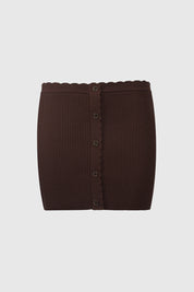 KNIT MINI SKIRT - CHOCOLATE