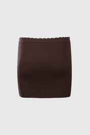 KNIT MINI SKIRT - CHOCOLATE