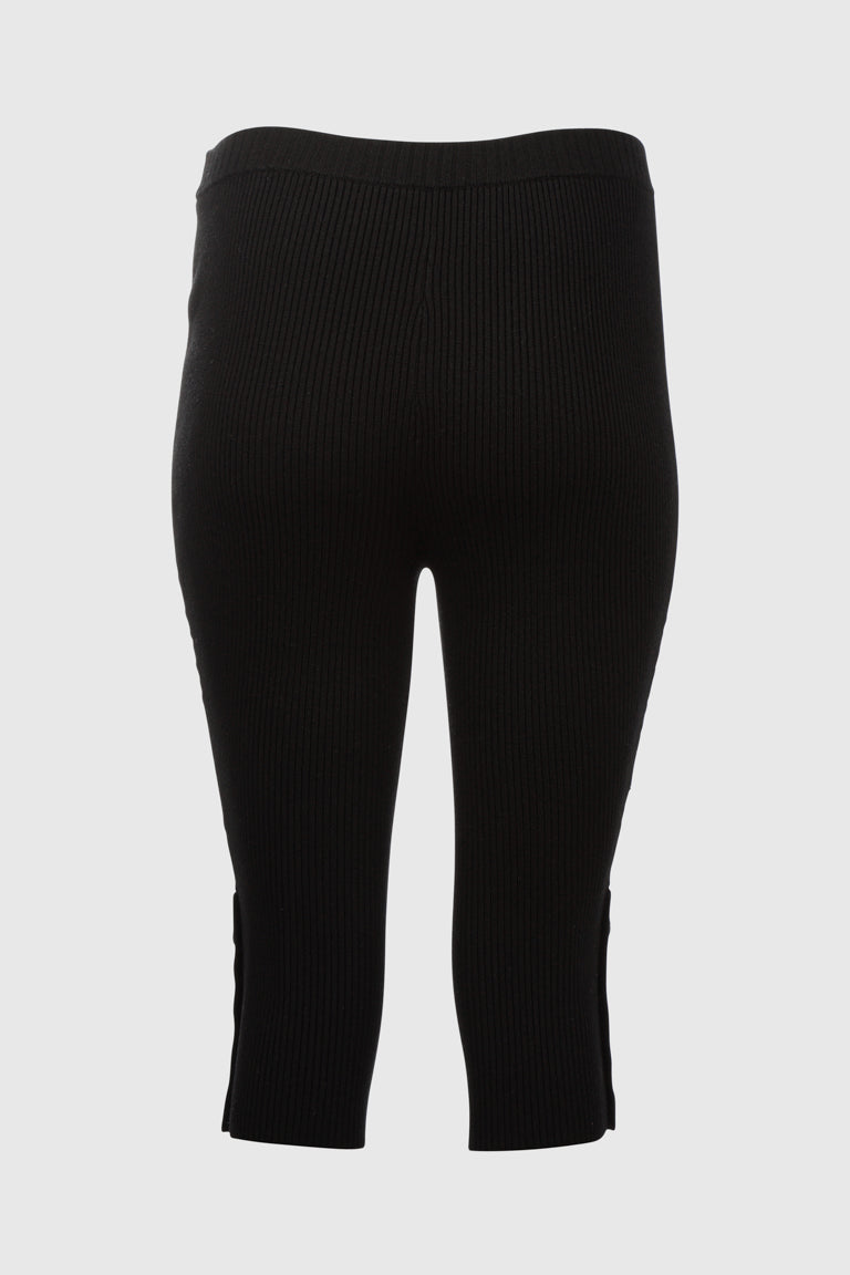 KNIT SHORT LEGGINGS - BLACK