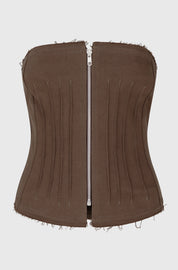 DARTED STRAPLESS TOP - DENIM MALT