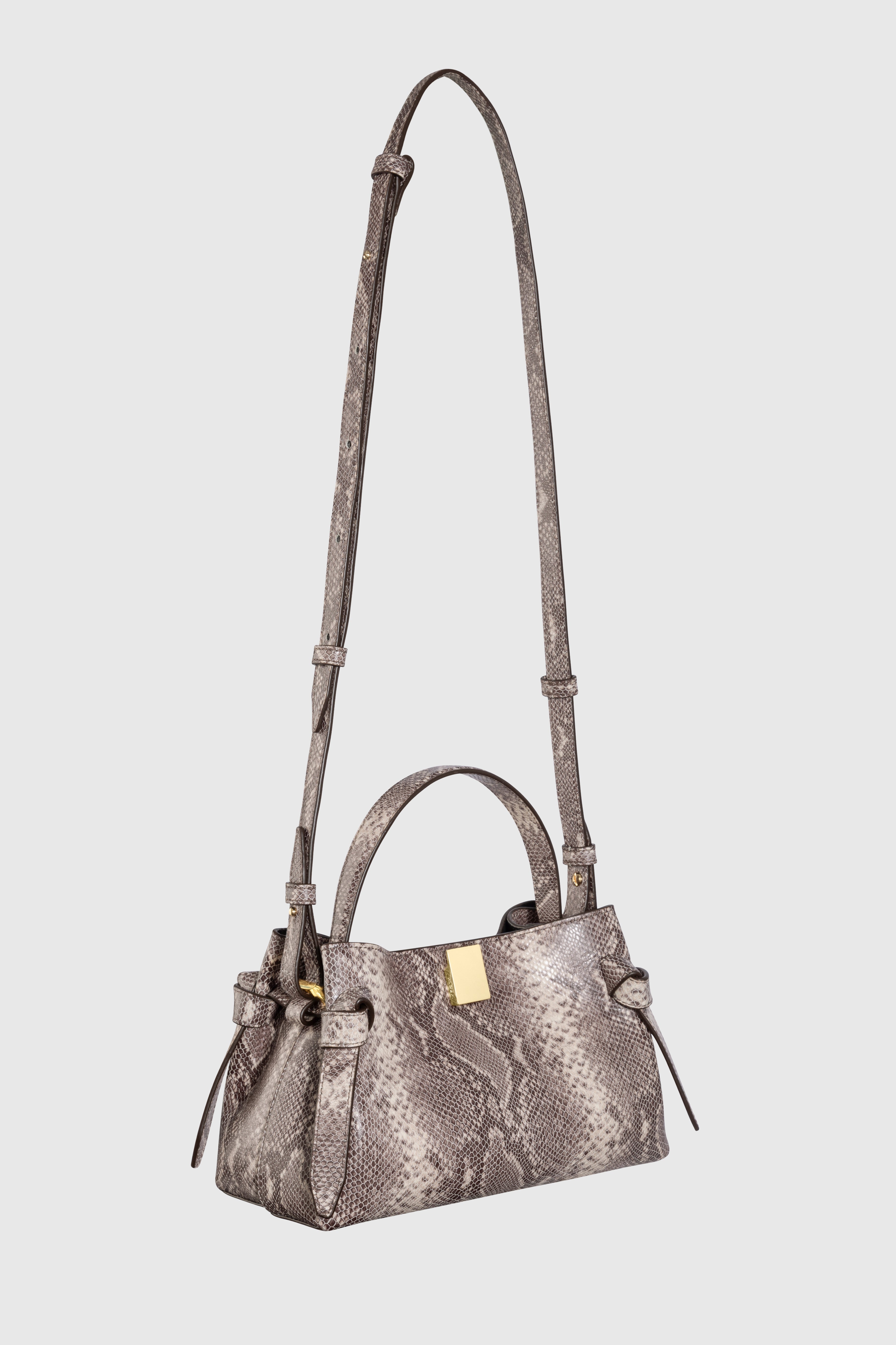 GYOZA MINI - EMBOSSED ASH SNAKE COWHIDE LEATHER