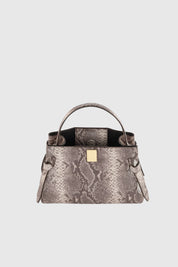 GYOZA MINI - EMBOSSED ASH SNAKE COWHIDE LEATHER