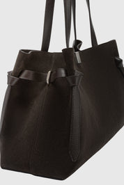 GYOZA TOTE - GANACHE SUEDE