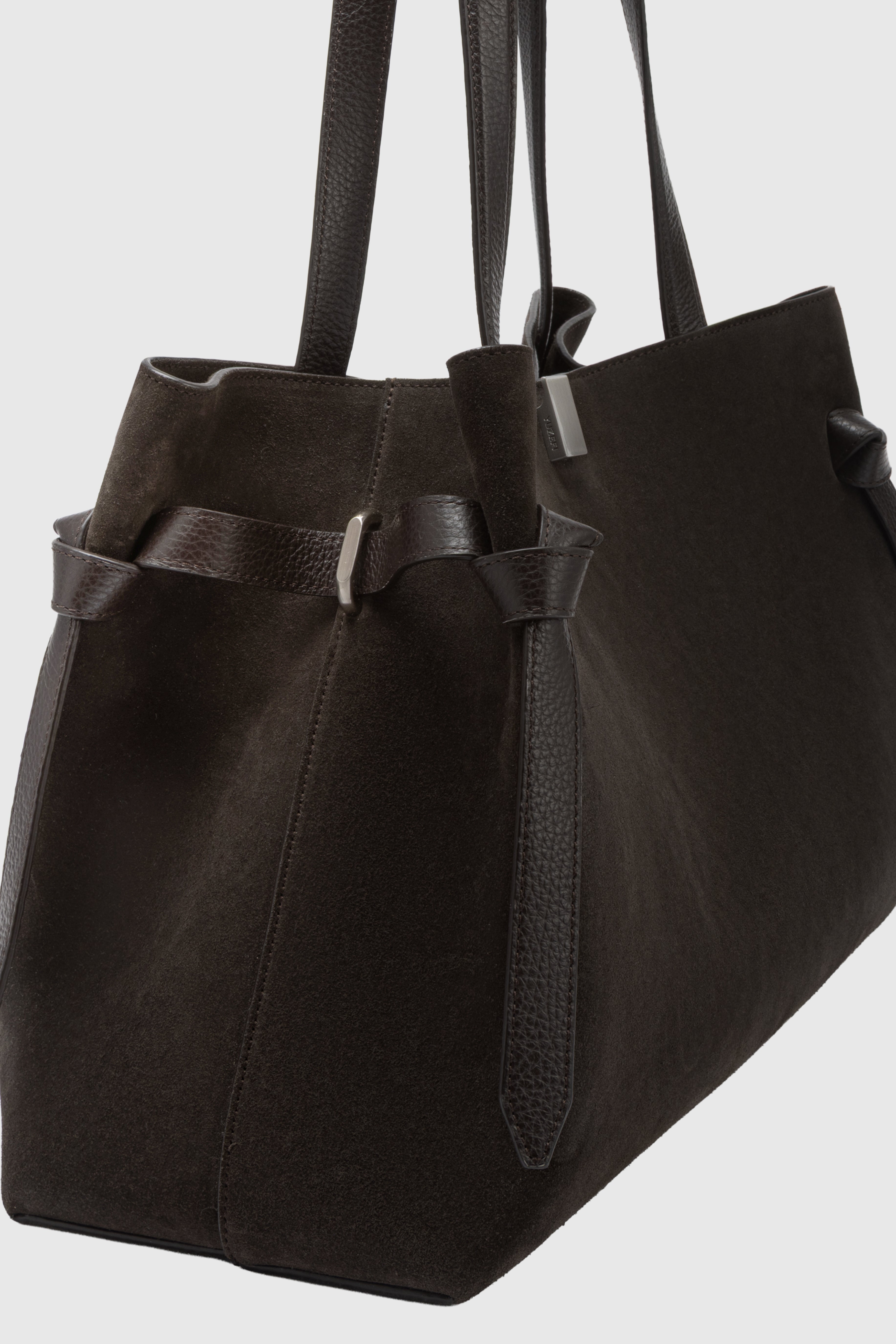 GYOZA TOTE - GANACHE SUEDE