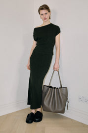 SCALLOP TOTE - TAUPE PEBBLE GRAINED LEATHER