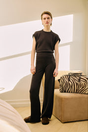 AFRA DRAPE BACK TOP - CAVIAR
