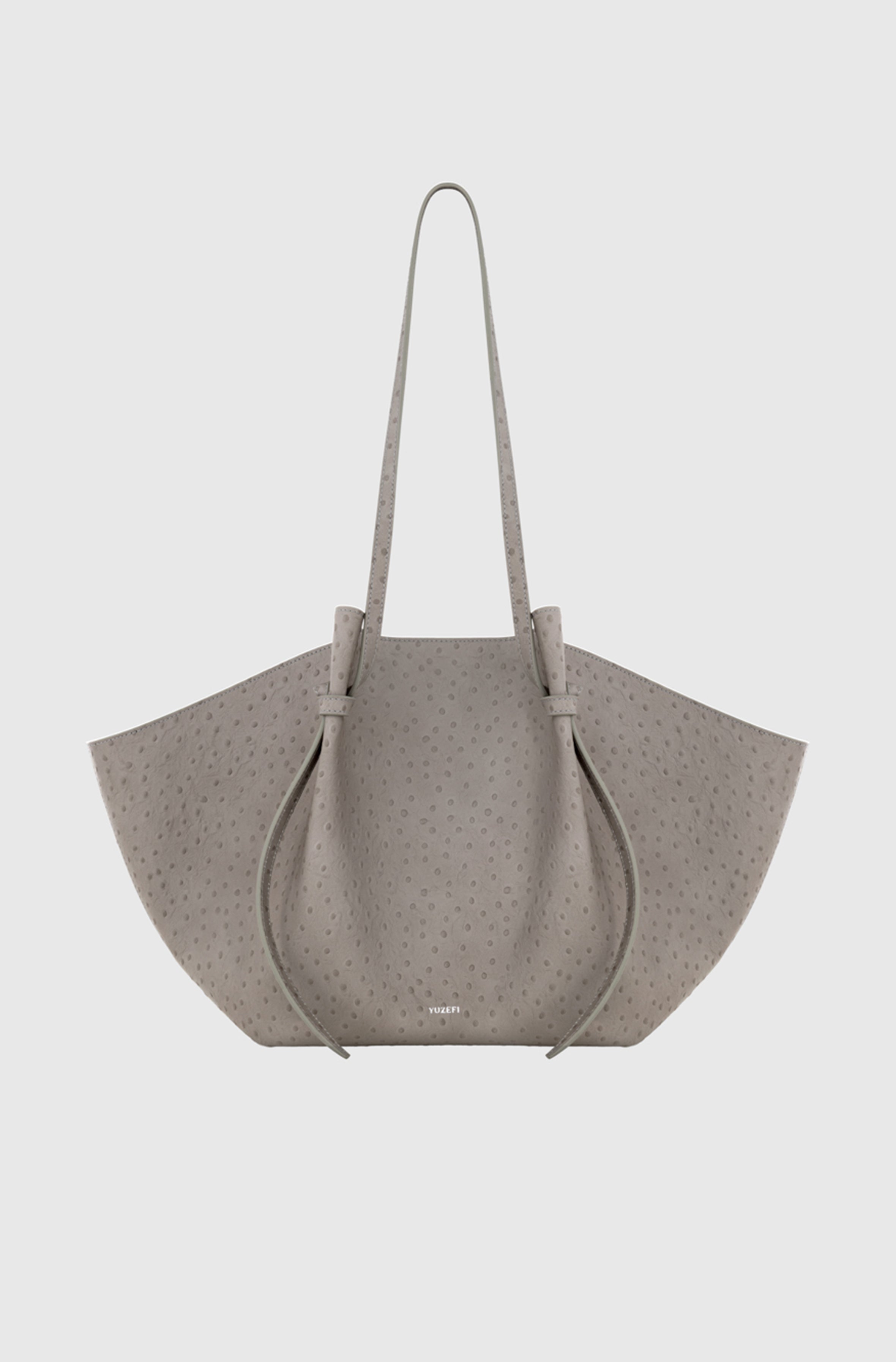LARGE MOCHI - EMBOSSED GREY OSTRICH LEATHER