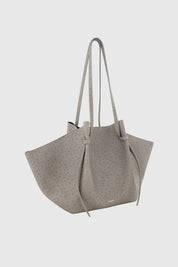 LARGE MOCHI - EMBOSSED GREY OSTRICH LEATHER