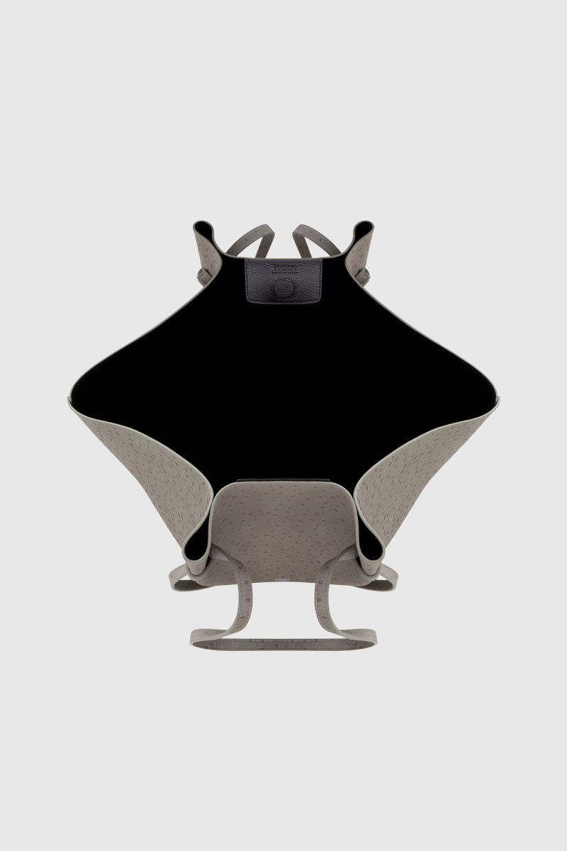 LARGE MOCHI - EMBOSSED GREY OSTRICH LEATHER