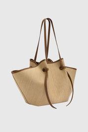 LARGE MOCHI - BISCUIT WOVEN RAFFIA