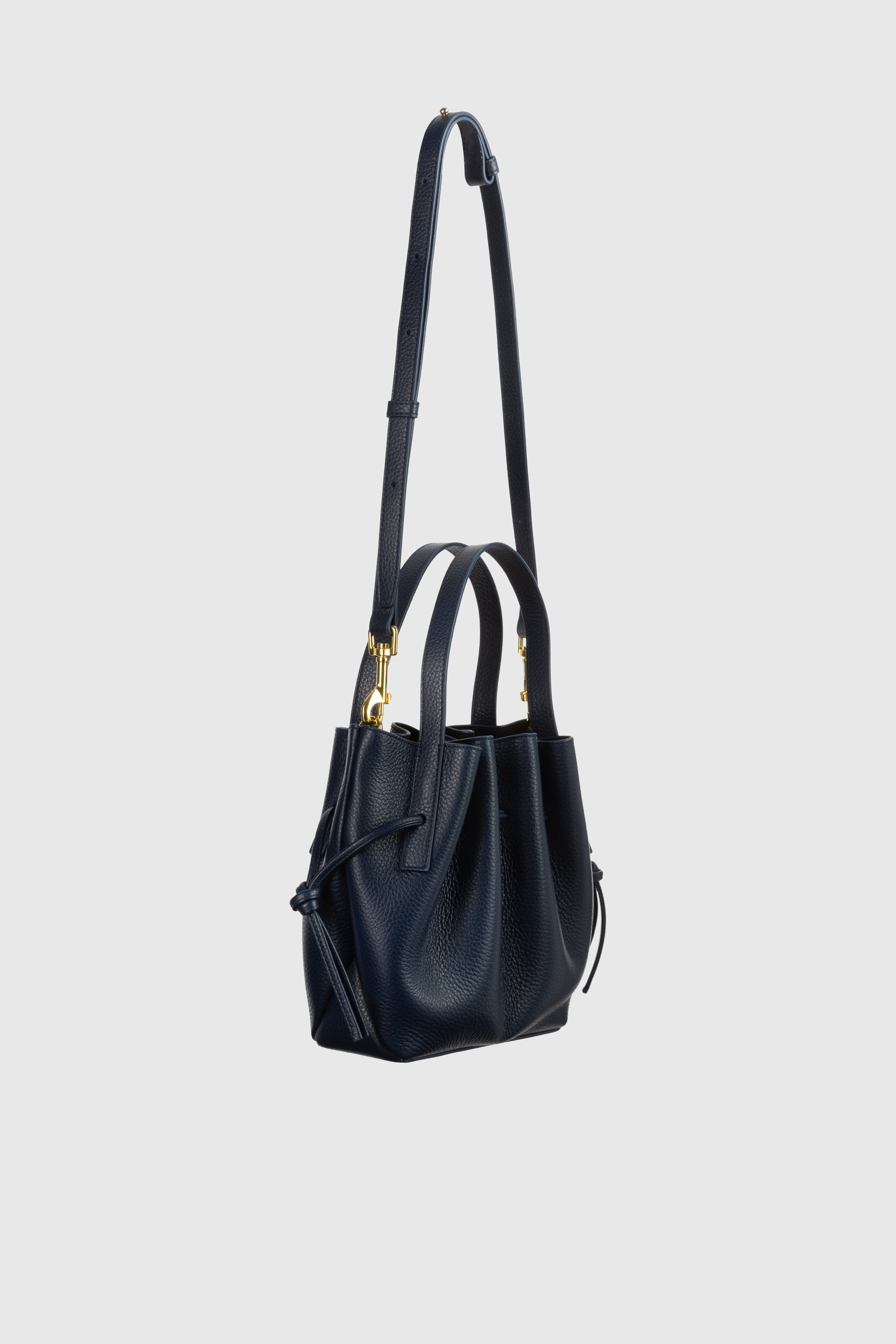 SCALLOP MINI TOTE - MIDNIGHT PEBBLE GRAINED LEATHER