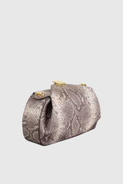OYSTER MINI CLUTCH - EMBOSSED ASH SNAKE COWHIDE LEATHER