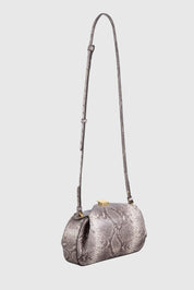 OYSTER MINI CLUTCH - EMBOSSED ASH SNAKE COWHIDE LEATHER