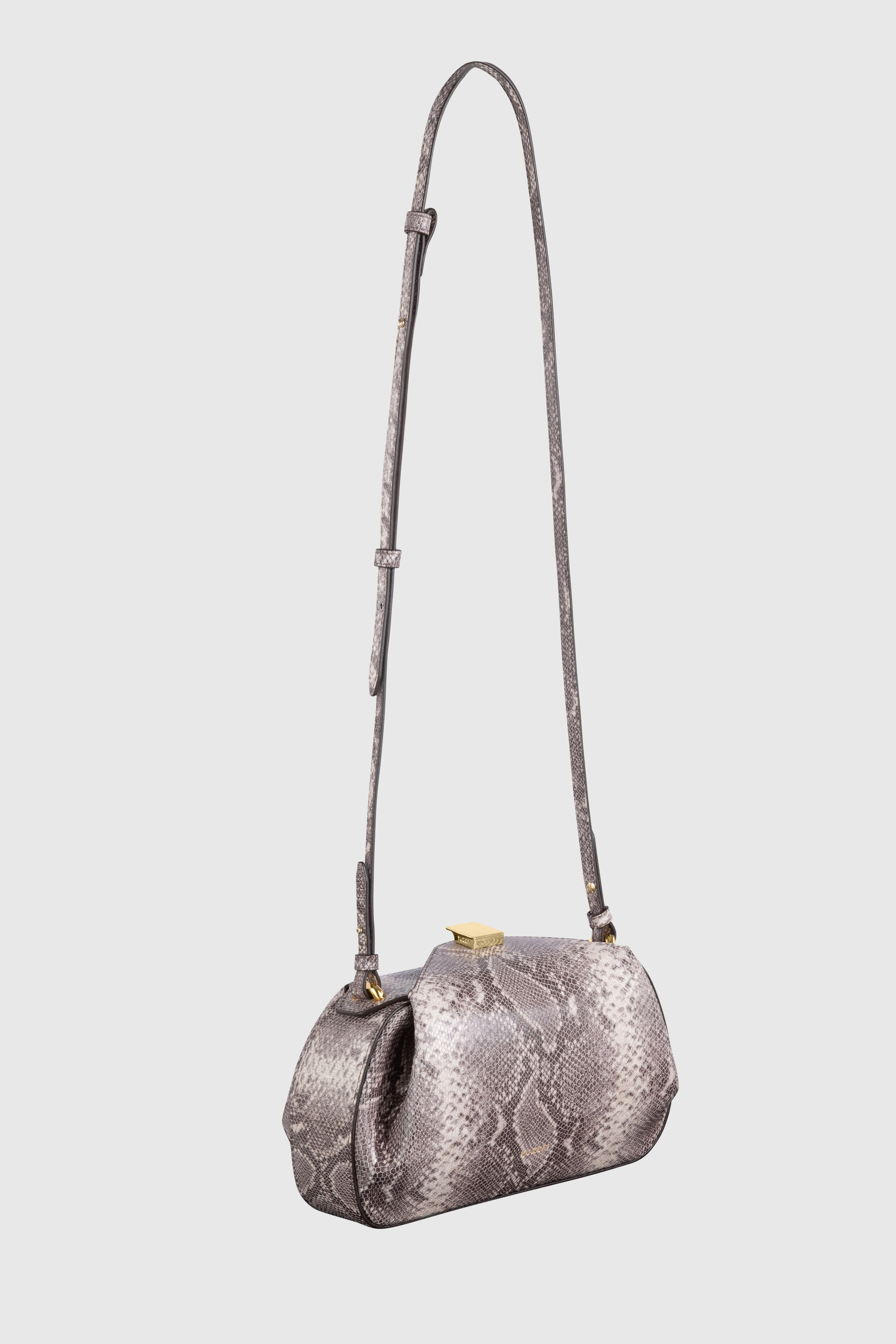 OYSTER MINI CLUTCH - EMBOSSED ASH SNAKE COWHIDE LEATHER