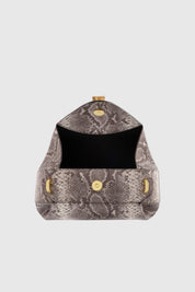 OYSTER MINI CLUTCH - EMBOSSED ASH SNAKE COWHIDE LEATHER