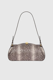 OYSTER CLUTCH - EMBOSSED ASH SNAKE COWHIDE LEATHER