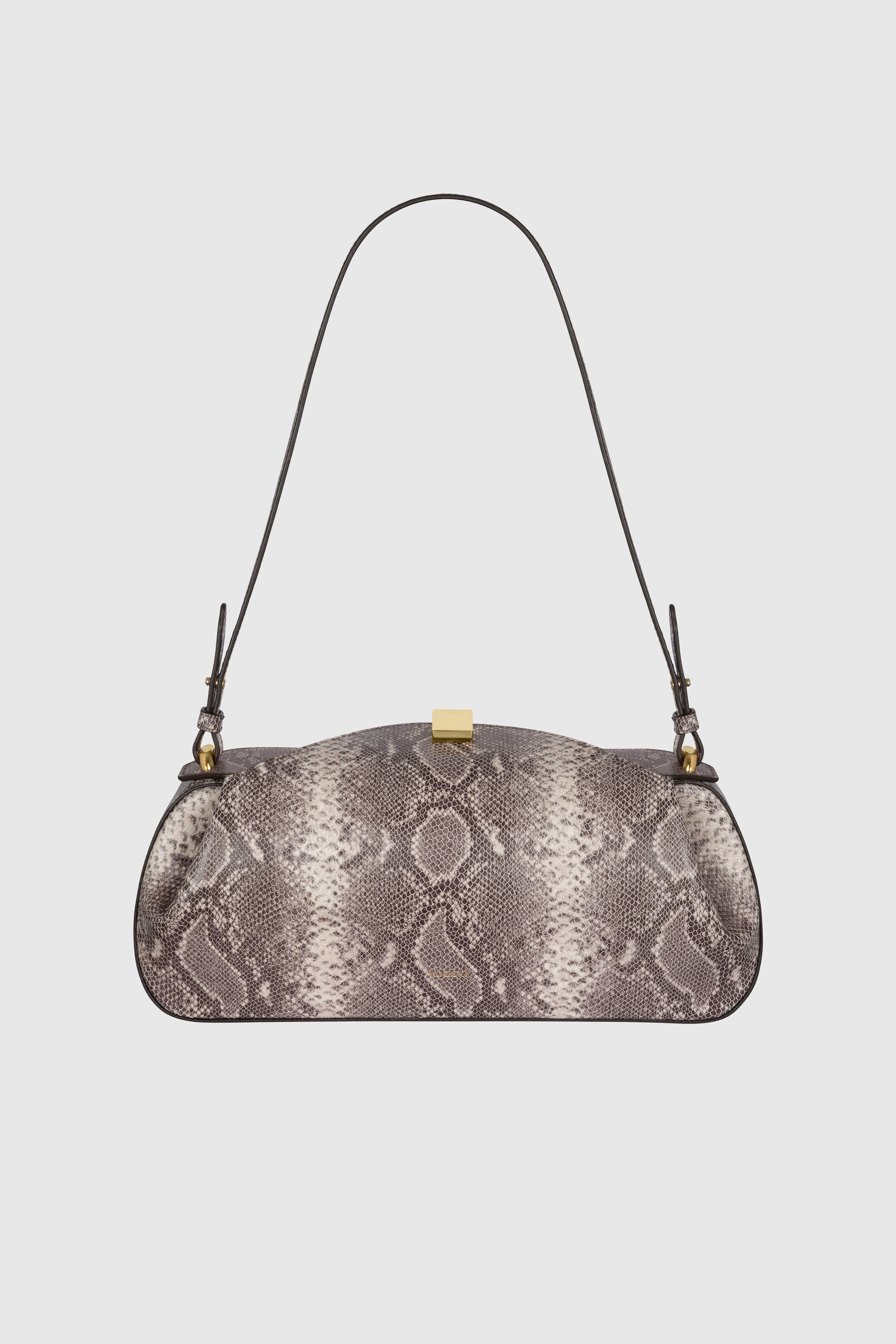 OYSTER CLUTCH - EMBOSSED ASH SNAKE COWHIDE LEATHER