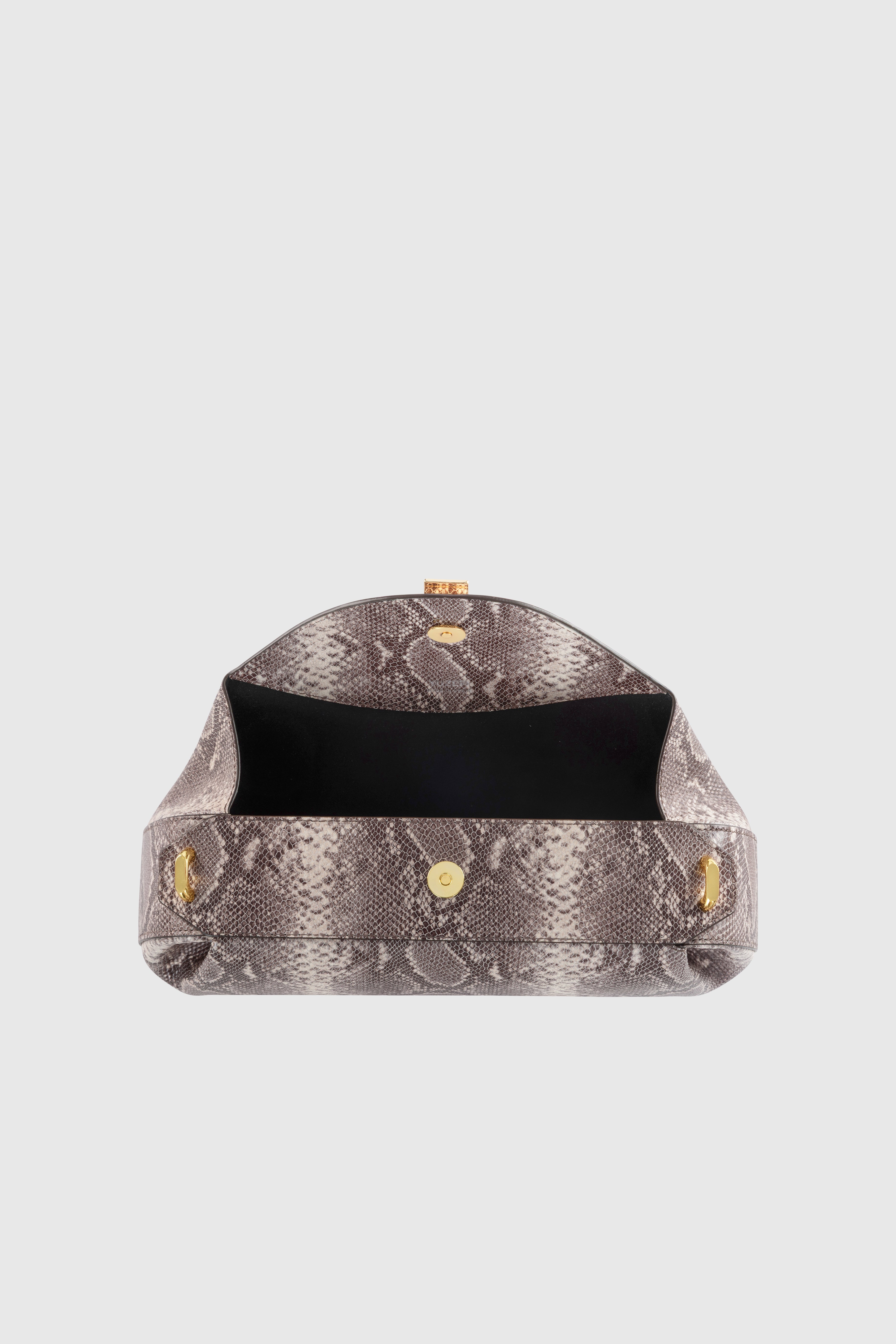 OYSTER CLUTCH - EMBOSSED ASH SNAKE COWHIDE LEATHER