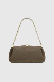 OYSTER CLUTCH - TAUPE SUEDE
