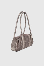 OYSTER SHOULDER BAG - EMBOSSED ASH SNAKE COWHIDE LEATHER