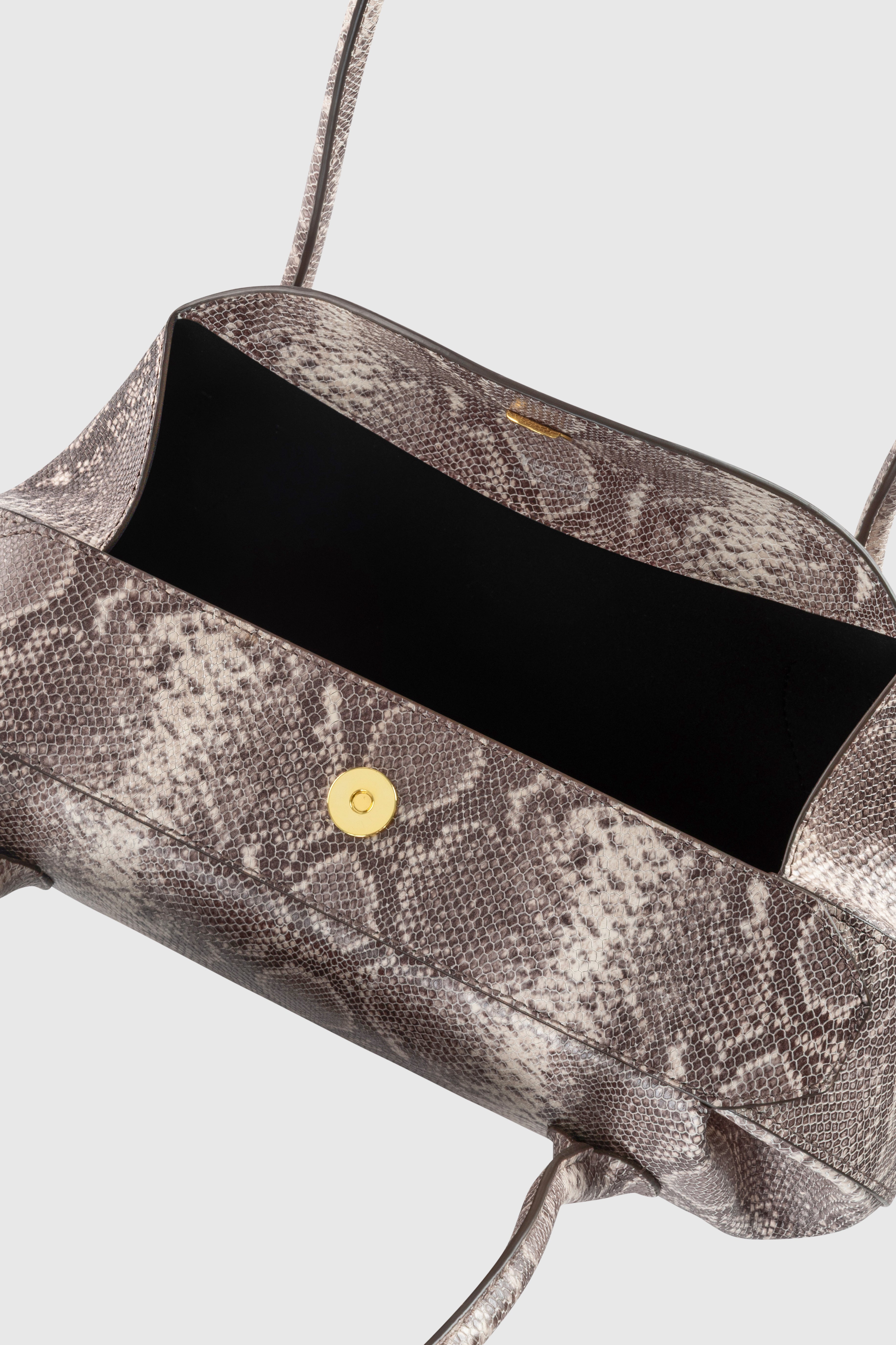 OYSTER SHOULDER BAG - EMBOSSED ASH SNAKE COWHIDE LEATHER