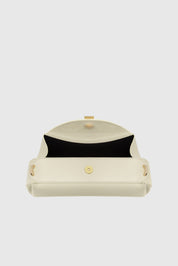 OYSTER CLUTCH - VANILLA PEBBLE GRAINED LEATHER