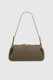 OYSTER CLUTCH - TAUPE SUEDE