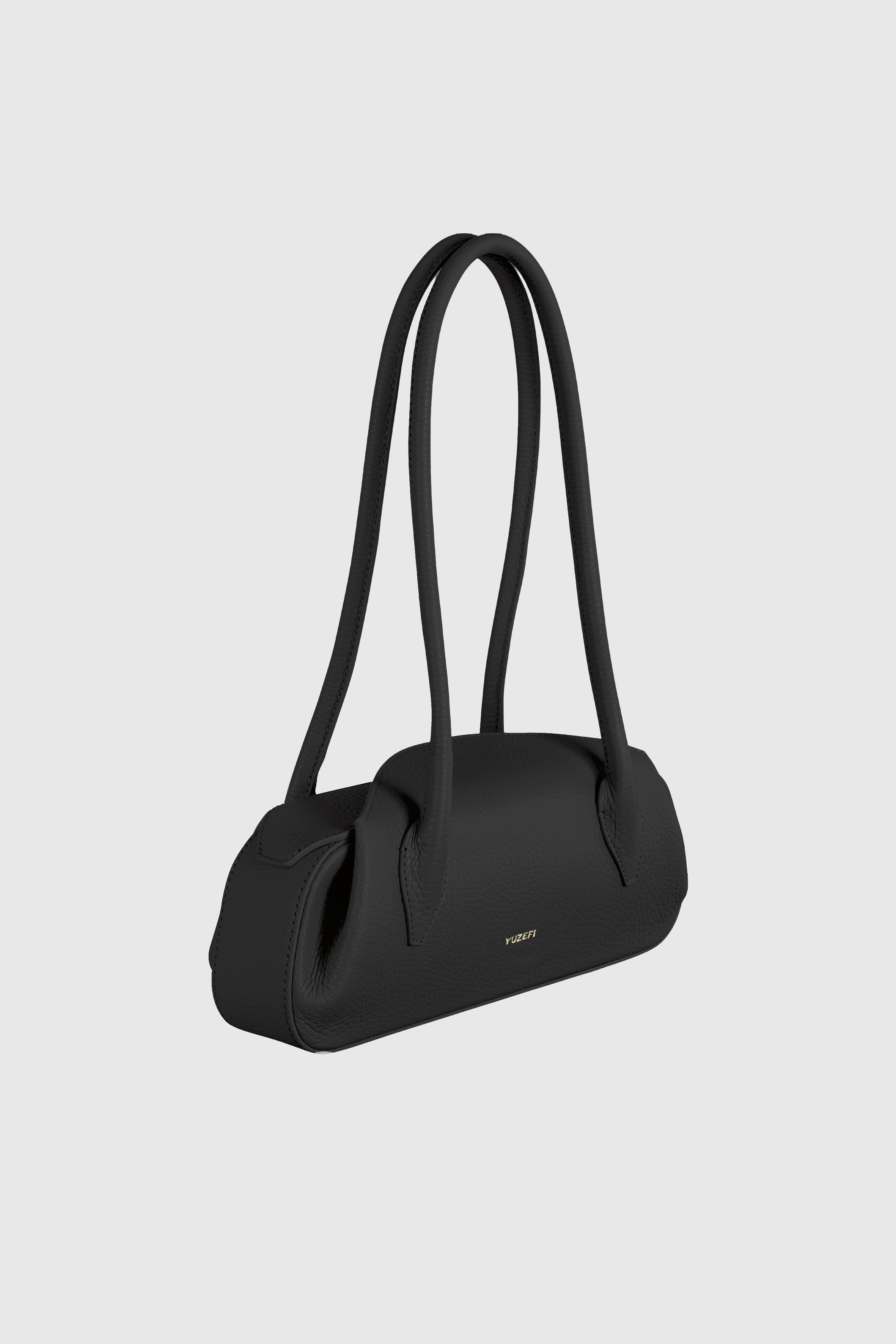 OYSTER MINI SHOULDER BAG - BLACK PEBBLE GRAINED LEATHER