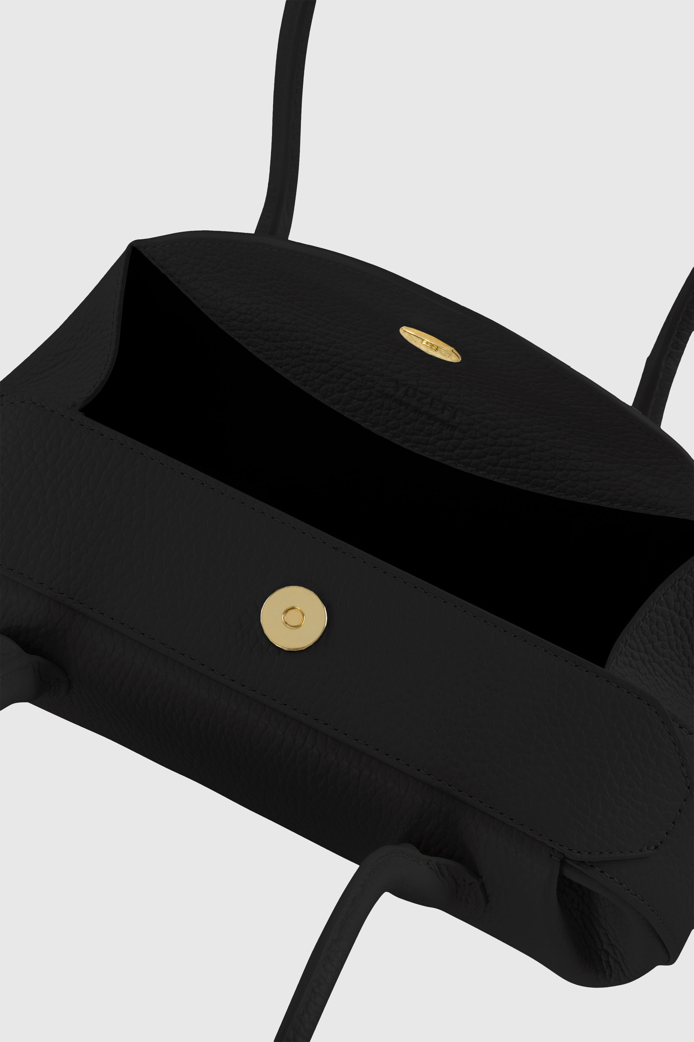 OYSTER MINI SHOULDER BAG - BLACK PEBBLE GRAINED LEATHER