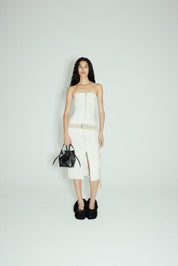 DARTED STRAPLESS DRESS - DENIM NATURAL