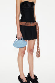 DINNER ROLL - CLUSTER STUD DELPHINIUM SUEDE