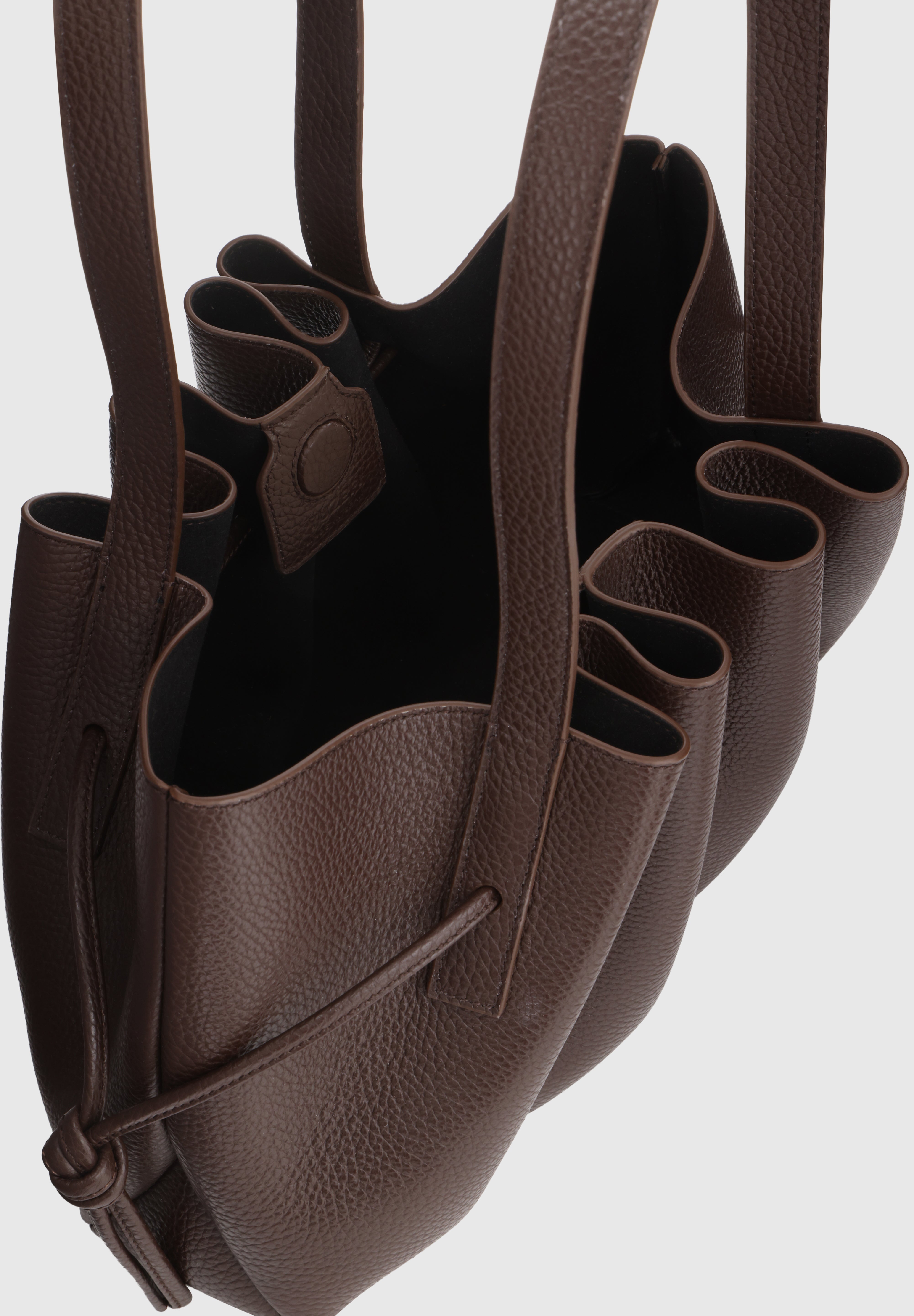 SCALLOP SHOULDER BAG - ESPRESSO PEBBLE GRAINED LEATHER