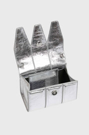 THREE - CRACKLED LEATHER SILVER